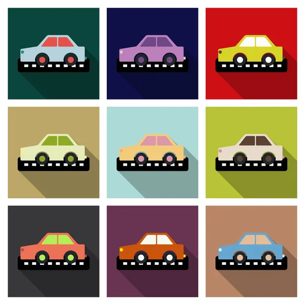 Taxi Auto Draufsicht Symbol. Taxicab Limousine mit Checker-Top-Leuchtkasten auf dem Dach flachen Stil Vektor Illustration isoliert auf dem Hintergrund. für Taxi-Service-App, Verkehrsunternehmen-Anzeige, Infografik — Stockvektor