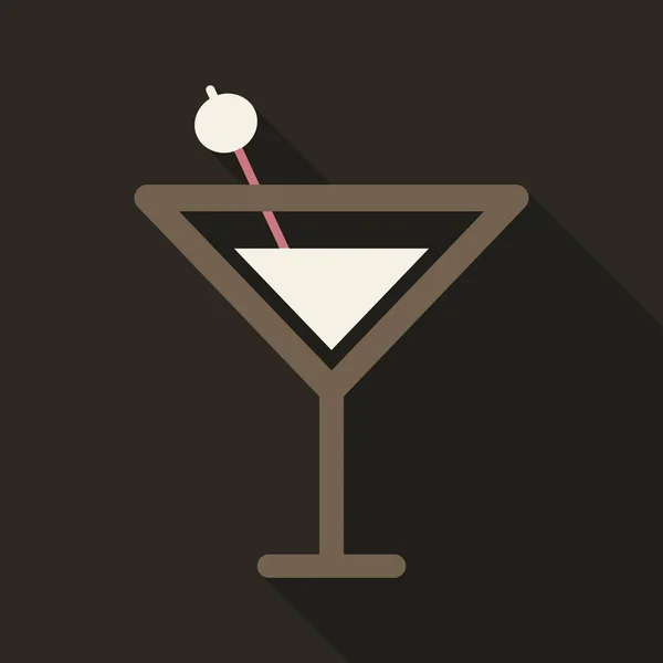 Martini cocktail with straw vector illustration outline silhouette isolated on background. Alcohol drink cocktail icon — Stock Vector