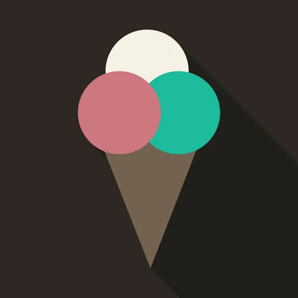 Helado en el icono del vector de cono de gofre . — Archivo Imágenes Vectoriales