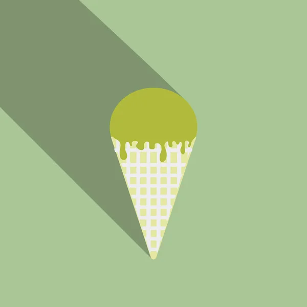 Helado en el icono del vector de cono de gofre . — Archivo Imágenes Vectoriales