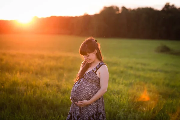 Vacker gravid kvinna Stockbild