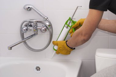 waterproofing bath silicone sealant clipart