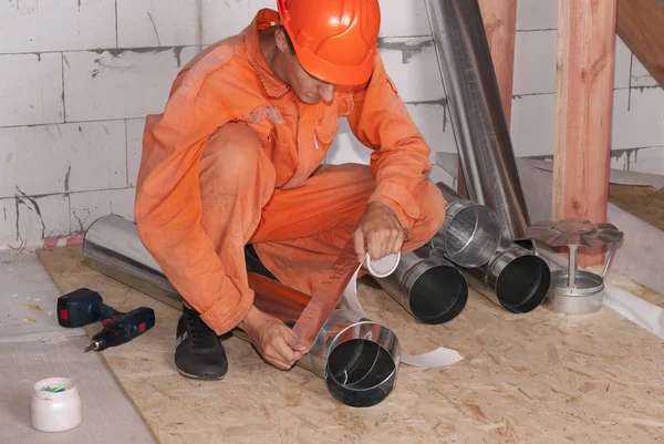 Air duct installation — Stock Photo, Image