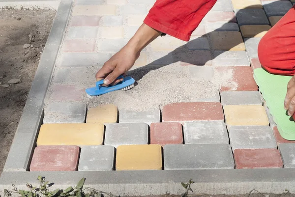 Laying of paving slabs — Stock Photo, Image