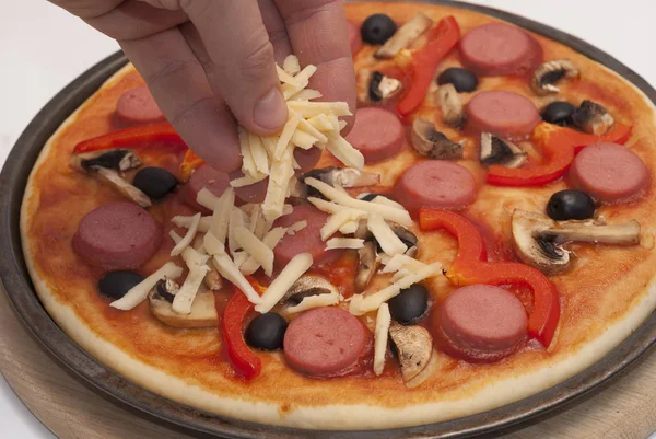 Cheese and pizza — Stock Photo, Image