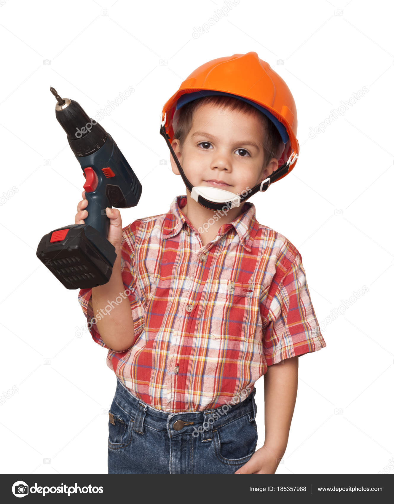 Enfant travailleur de la construction et tournevis image libre de