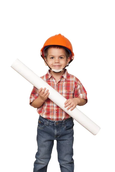 Dziecko wyobraża sobie siebie architektem — Zdjęcie stockowe