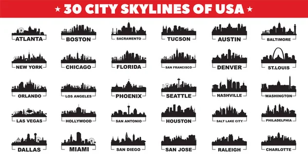 Silhuetas Skyline Cidade Estados Unidos América Projeto Vetor Ilustração De Bancos De Imagens