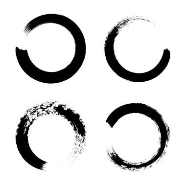 Kalın Çember Fırçalanmış Rozetler Grunge Logo Çerçeve Çerçevesi El Şekilleri