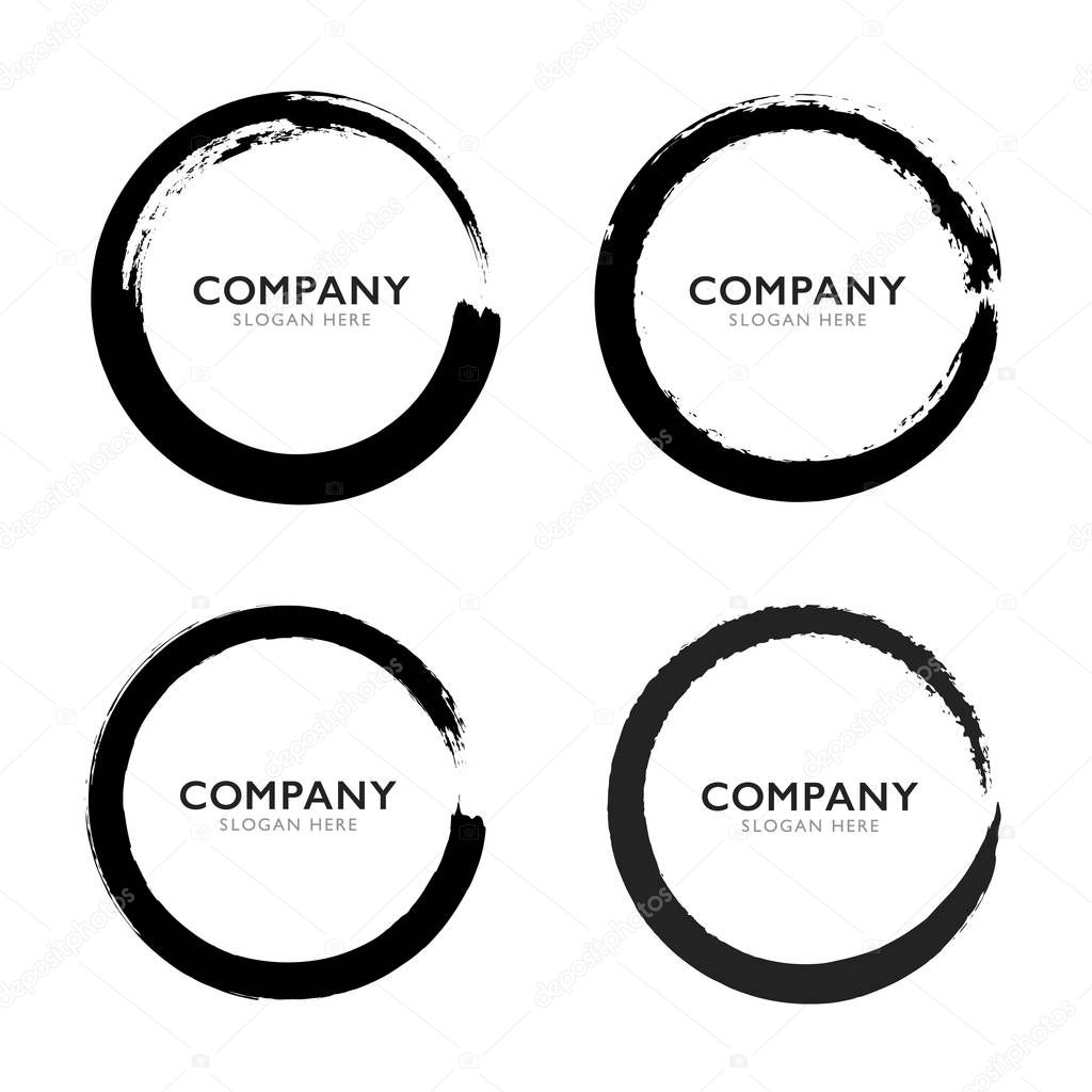 Text Brushed Stroke Badges Grunge Logo Frames Hand Drawn Shapes