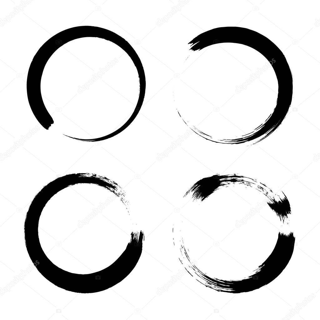 Circle Brushed Stroke Badges Grunge Logo Frames Hand Drawn Shapes