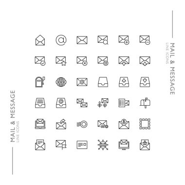 E- posta ve Mesajlar Minimalist İnce Modern Satır Simgeleri