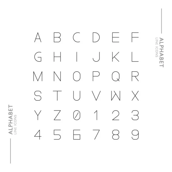 Englisches Alphabet Buchstaben Minimalistische Schlanke Moderne Linie Symbole — Stockvektor