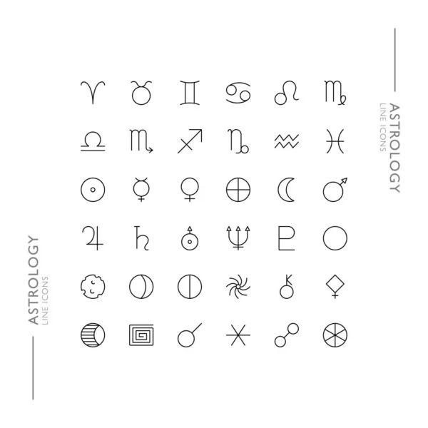Astrologia Znaki Zodiaku Minimalistyczne Ikony Slim Modern Line — Wektor stockowy