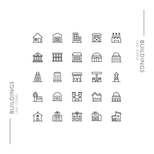Binalar ve İnşaat Minimalist İnce Modern Satır Simgeleri