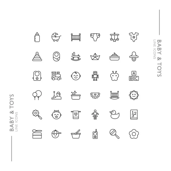 Bebek ve Oyuncaklar Minimalist İnce Modern Satır Simgeleri