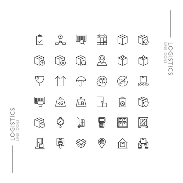 Lojistik ve Nakliye Minimalist İnce Modern Satır Simgeleri