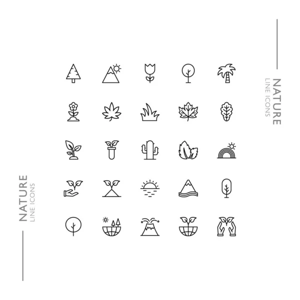 Doğa ve Dünya Yeşil Minimalist İnce Modern Satır Simgeleri