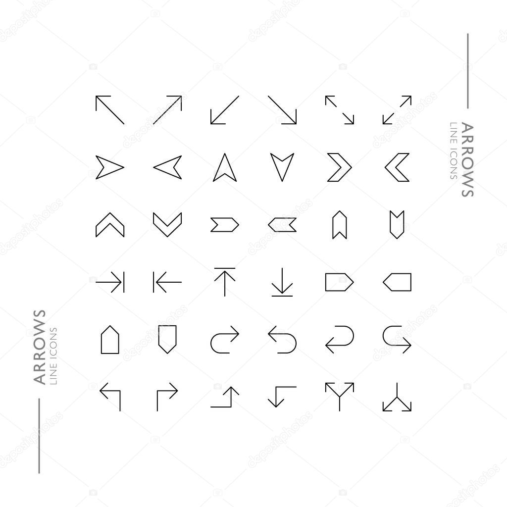 Arrows and Signs Minimalistic Slim Modern Line Icons