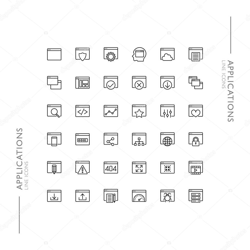 Applications and Development Minimalistic Slim Modern Line Icons