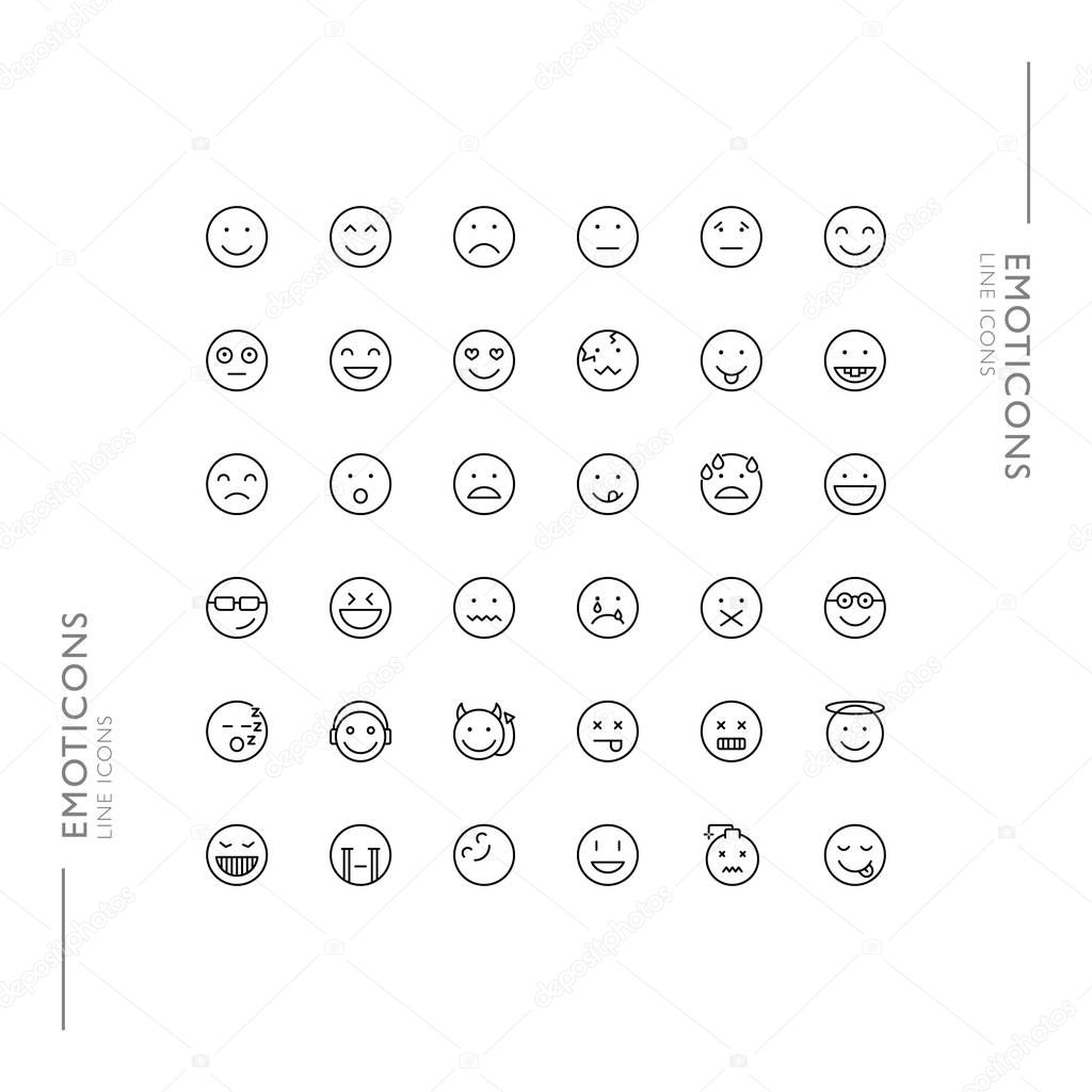 Emoticons and Chating Minimalistic Slim Modern Line Icons