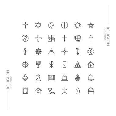 Religion and Symbols Minimalistic Slim Modern Line Icons clipart