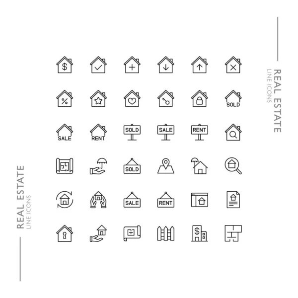 Emlak ve İnşa Minimalist İnce Modern Satır Simgeleri