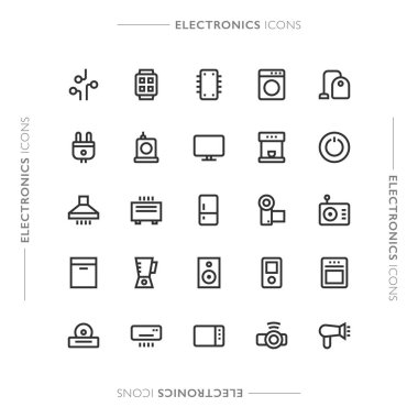 Elektronik ve Aygıtlar Minimalist Modern Satır Simgeleri