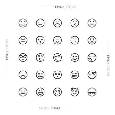 Emoji ve Duygu Simgeleri Minimalist Modern Satır Simgeleri