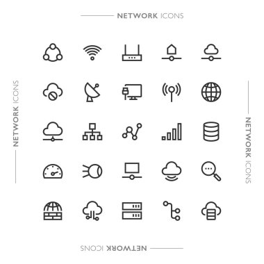 Ağ ve Bağlantı Minimalist Modern Satır Simgeleri