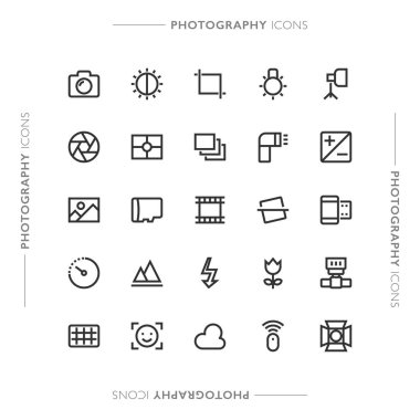 Photography and Camera Minimalistic Modern Line Icons clipart
