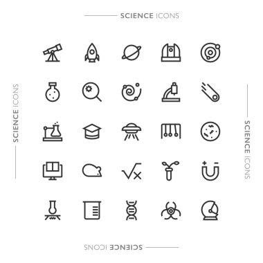 Bilim ve Teknoloji Minimalist Modern Satır Simgeleri