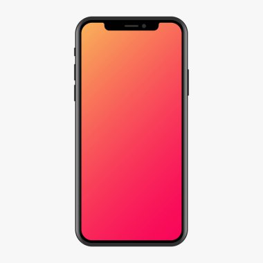 Akıllı telefon düz vektör çizimi. Boş ekran gradyan ekranlı modern cep telefonu