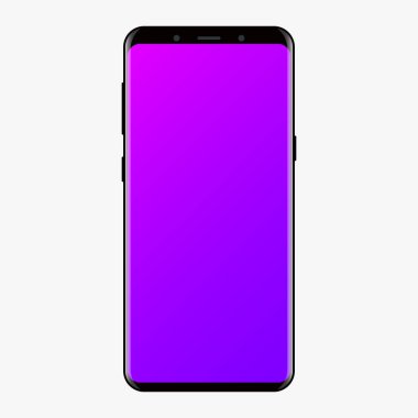 Akıllı telefon düz vektör çizimi. Boş ekran gradyan ekranlı modern cep telefonu