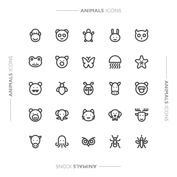 Animales Mascotas Minimalistas Iconos Línea Moderna — Vector de stock