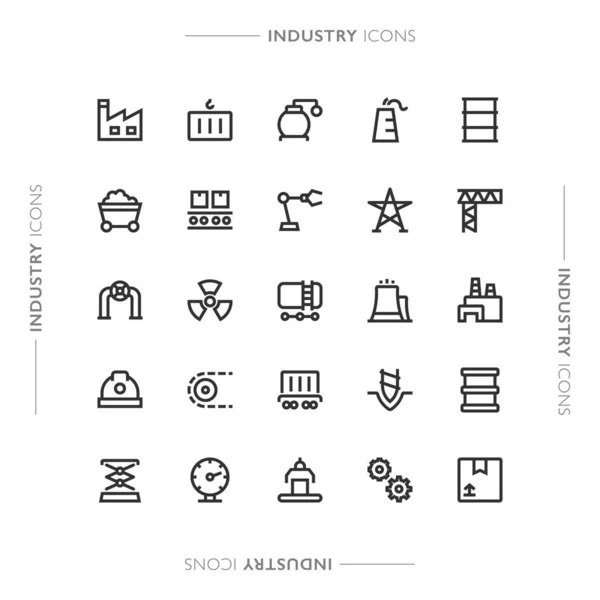 Przemysł Produkcja Minimalistyczne Ikony Nowoczesnej Linii — Wektor stockowy