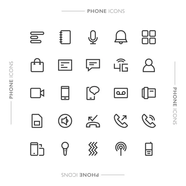 Icônes Ligne Modernes Minimalistes Téléphone Communication — Image vectorielle