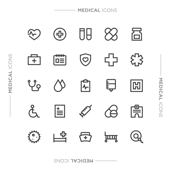 Iconos Línea Moderna Minimalistas Médicos Sanitarios — Vector de stock