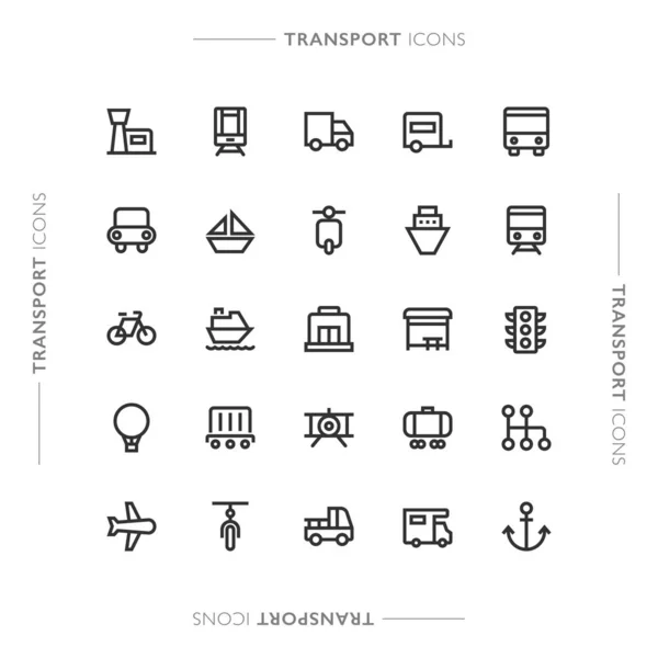 Icônes Ligne Modernes Minimalistes Transport Fret — Image vectorielle