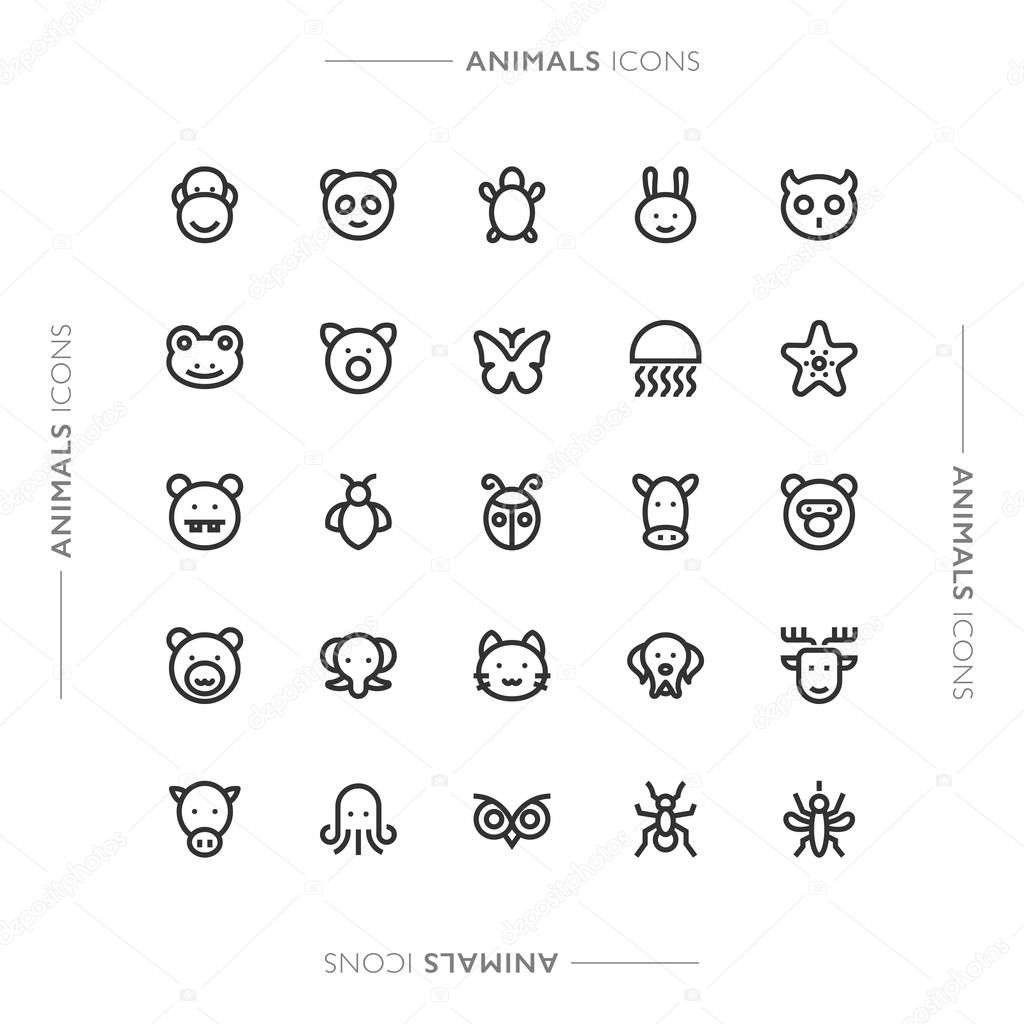 Animals and Pet Minimalistic Modern Line Icons