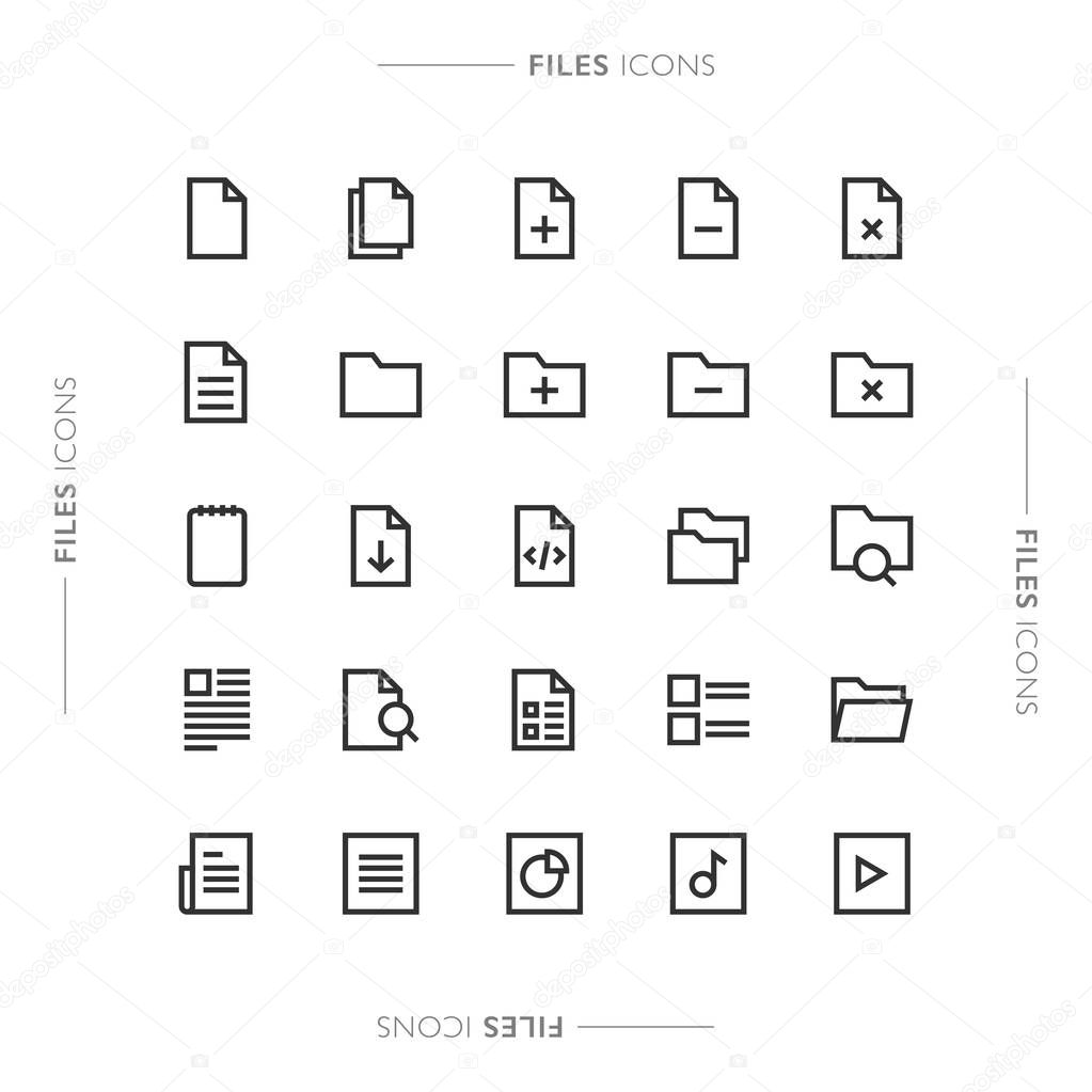 Computer Files Minimalistic Modern Line Icons