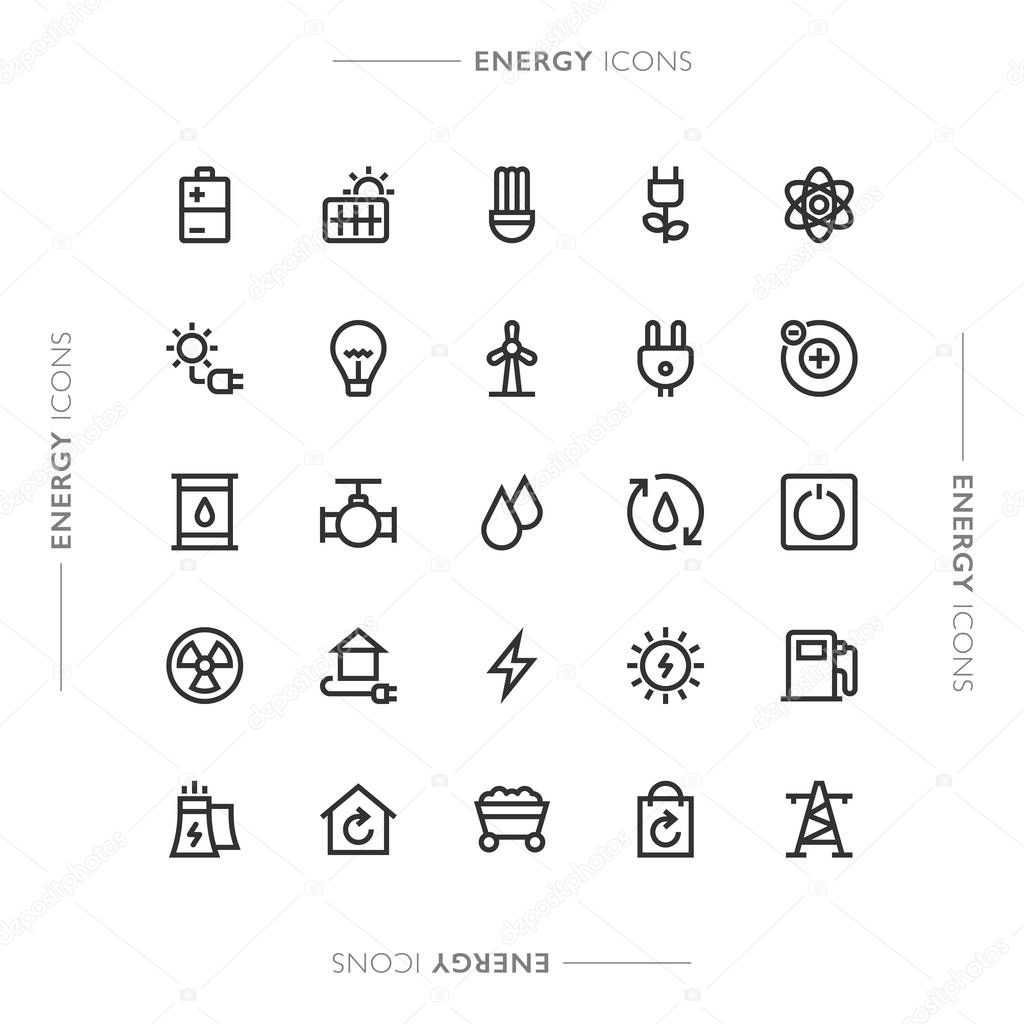 Energy and Ecology Minimalistic Modern Line Icons