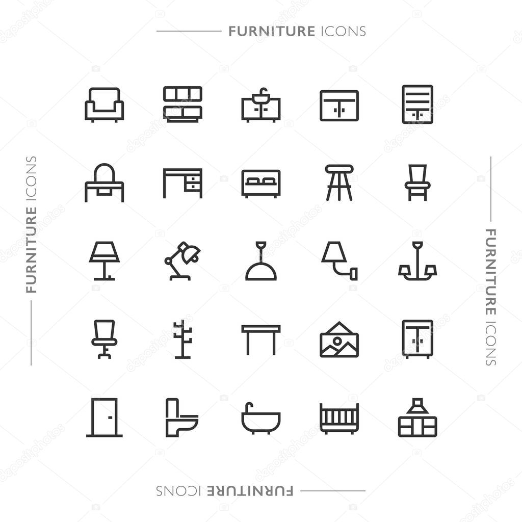 Furniture and Home Minimalistic Modern Line Icons