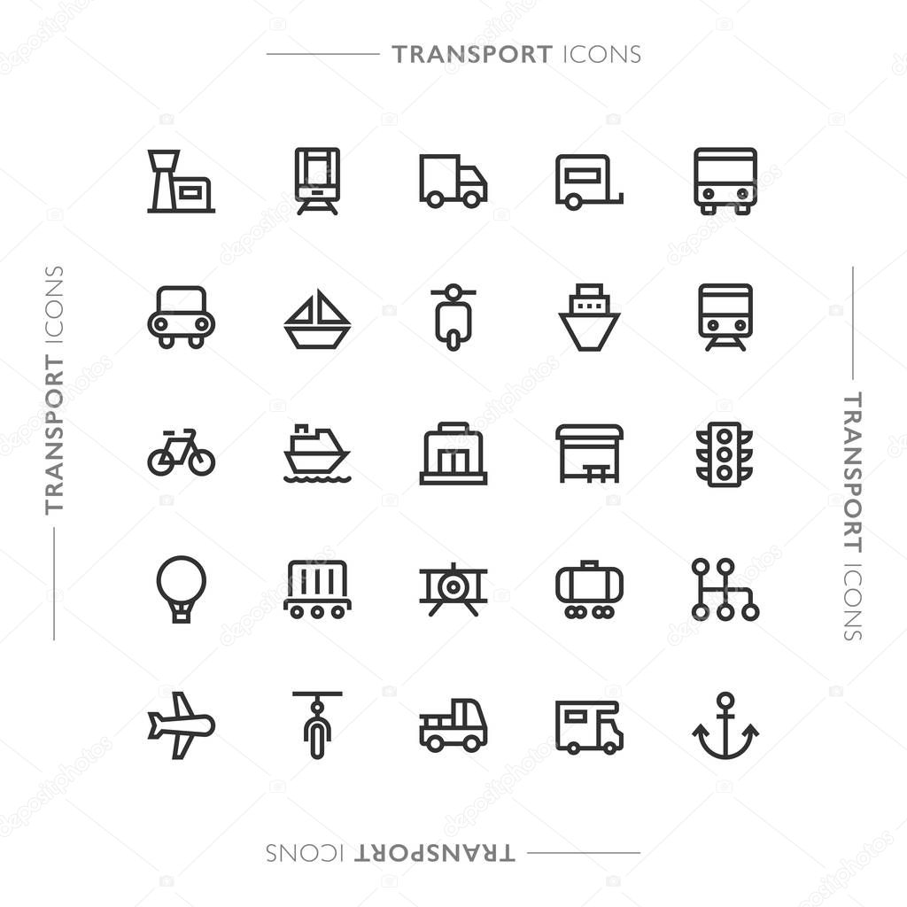 Transport and Freight Minimalistic Modern Line Icons