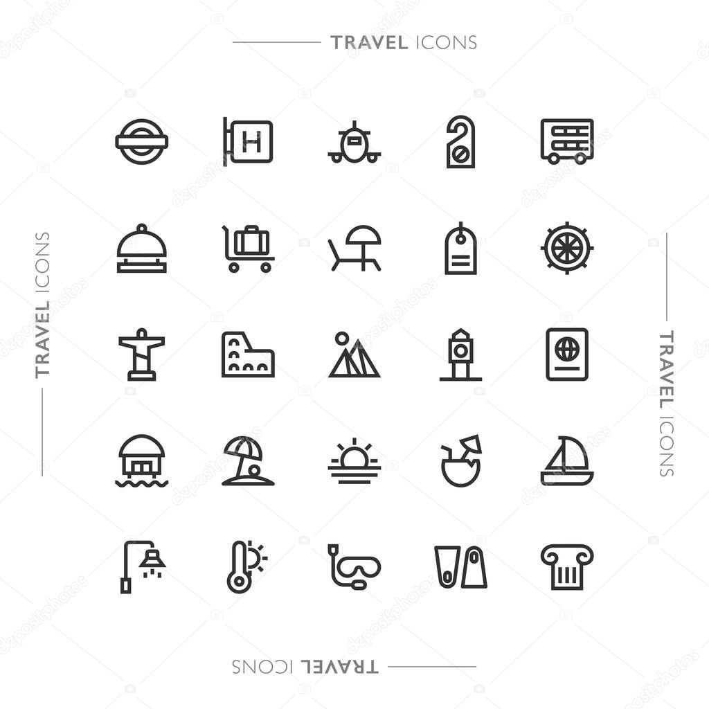 Travel and Transportation Minimalistic Modern Line Icons