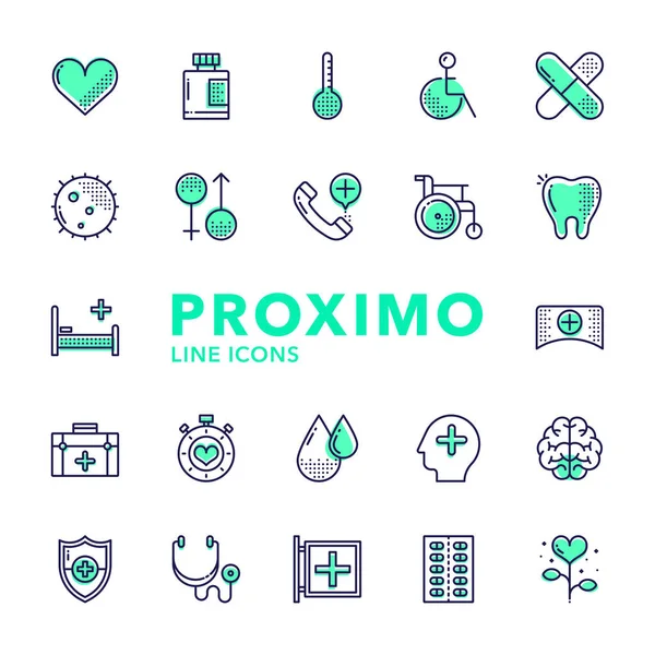 Sağlık Hizmetleri Fütüristik Modern Malzeme Tasarım Çizgisi Vektör Simgeleri