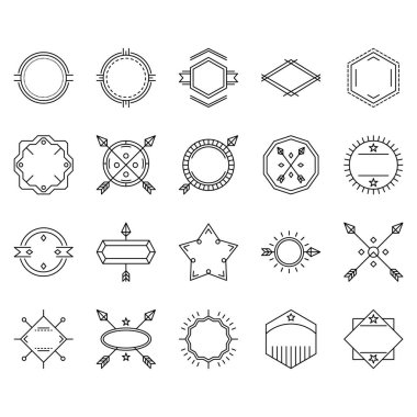 Geometrik Taslak Logo Rozetleri Logottipleri