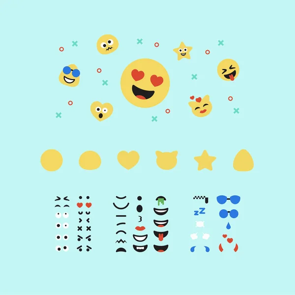 Duygu Simgeleri Yaratıcı Emoji Yüzler ve Ögeler Şirin ve Yumuşak Sohbet Sembolleri Ayarla