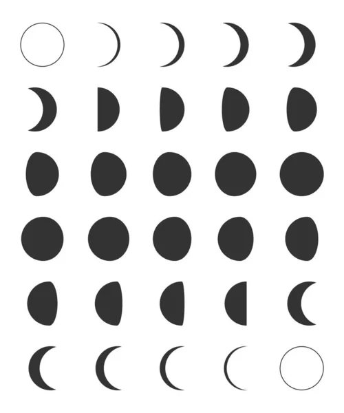 Mondphasen Symbol Setzt Cliparts Symbole — Stockvektor