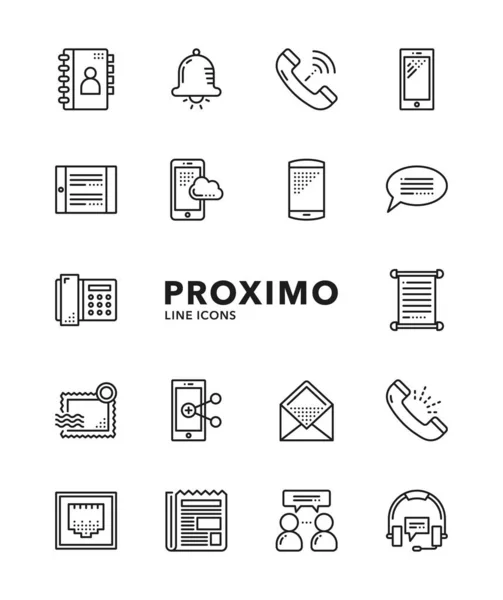 İletişim Modern Fütürist Satır Vektörü Simgeleri